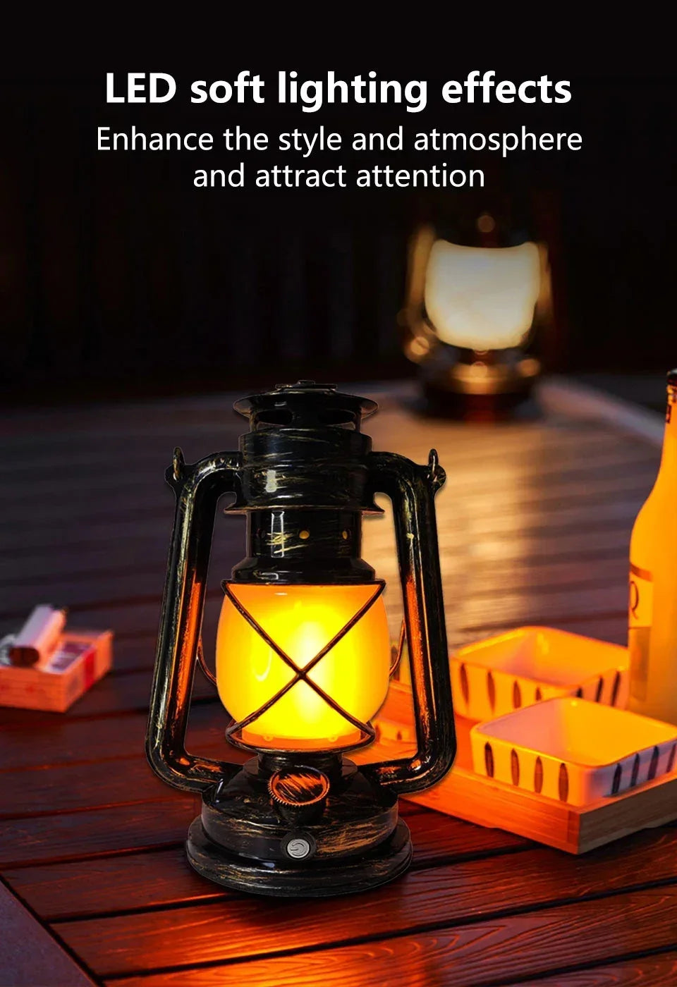 Vintage Rechargeable Camping Lantern – 3 Lighting Modes