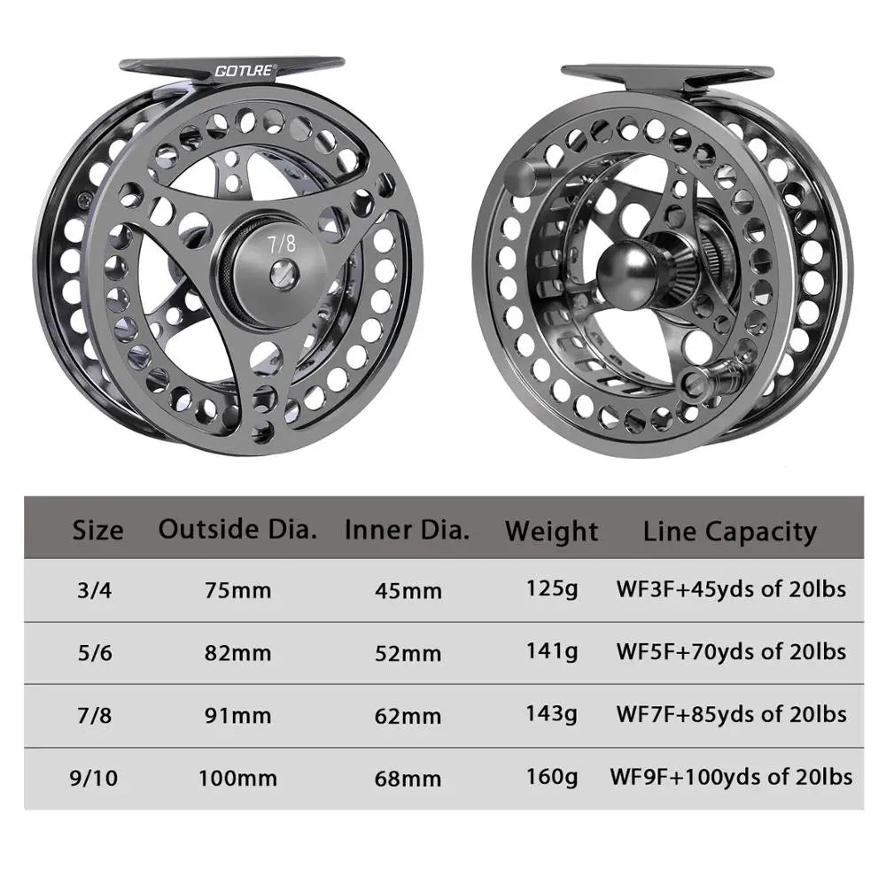 Goture CNC Large Arbor Fly Reel with Spare Spool