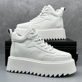 2025 Men’s High Top Sneakers – Leather Platform Casual Shoes | Outdoor Breathable Running & Fashion Trainers