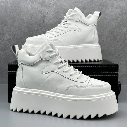 2025 Men’s High Top Sneakers – Leather Platform Casual Shoes | Outdoor Breathable Running & Fashion Trainers