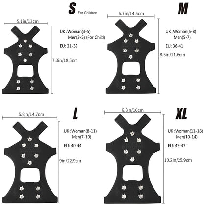 Ice & Snow Grippers with 10 Stainless Steel Spikes | Anti-Slip Traction Crampons for Shoes