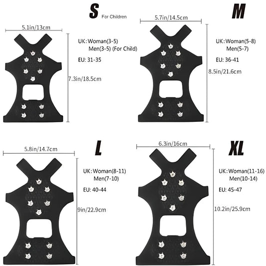 Ice & Snow Grippers with 10 Stainless Steel Spikes | Anti-Slip Traction Crampons for Shoes