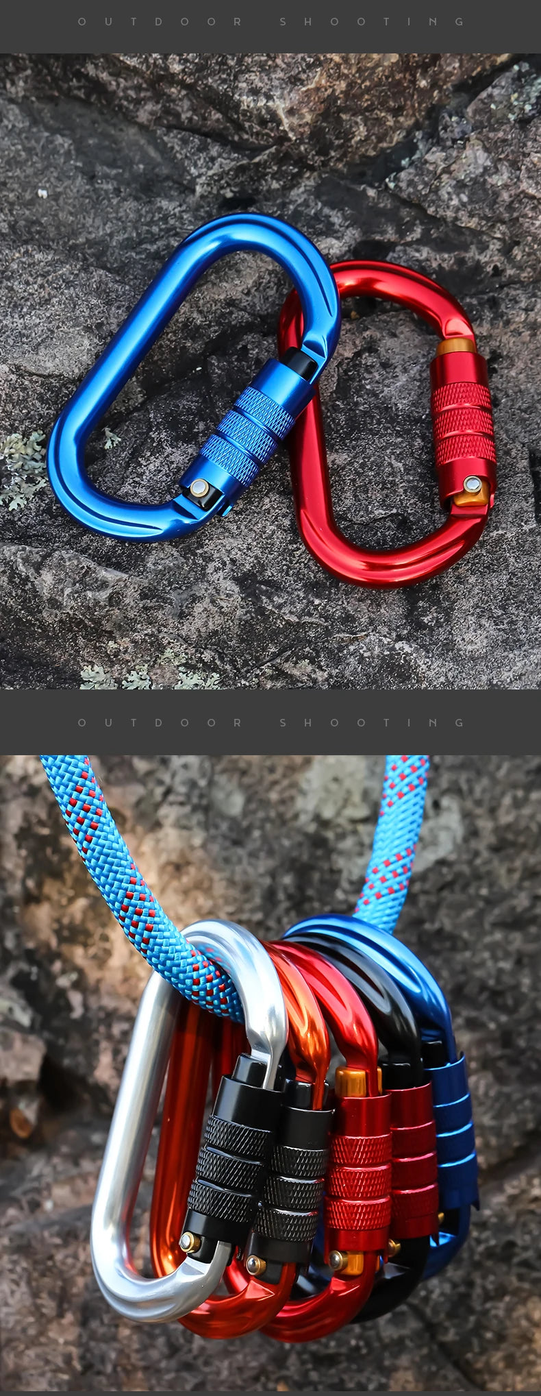 CLIWIZ Brand 25KN Auto Safety Lock Outdoor Professional Climbing Carabiner O Shape Aviation Aluminum Hooks