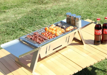 Stainless Steel Barbecue Stove Outdoor Charcoal Folding Barbecue Rack Household Small Folding Carbon Barbecue Skewer Stove BBQ