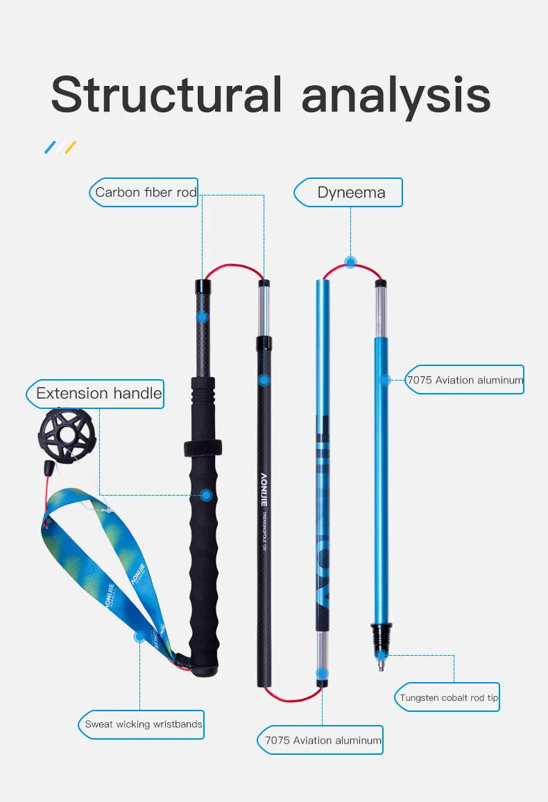 2pcs  AONIJIE All Types of Hiking Trekking Pole Ourdoor Camping Walking Sticks Summarizing 110cm 120cm 130cm