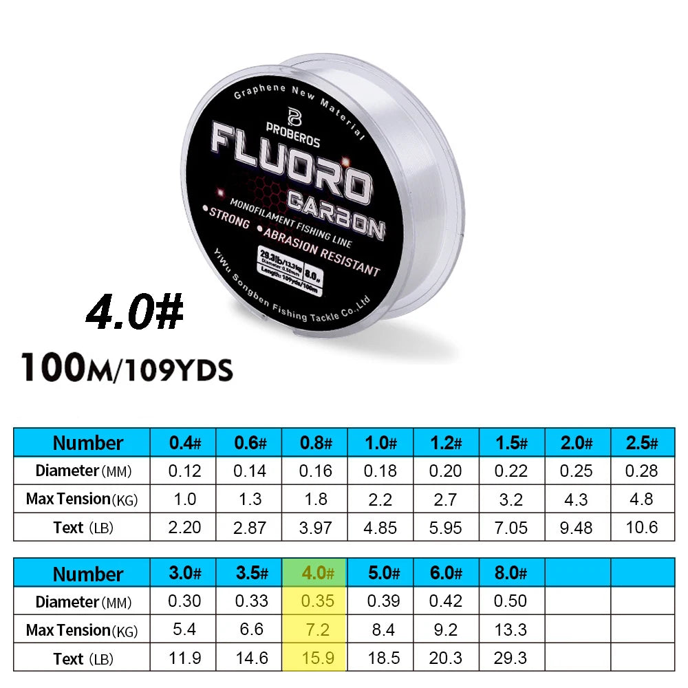 PRO BEROS Fluorocarbon Coated Line 100m (2.2-29.3 lb)