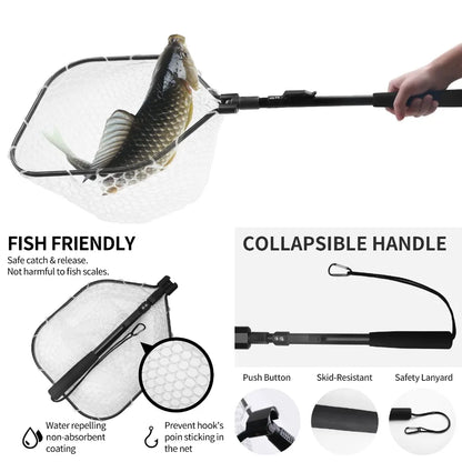 Soft Rubber Mesh Fly Fishing Landing Net