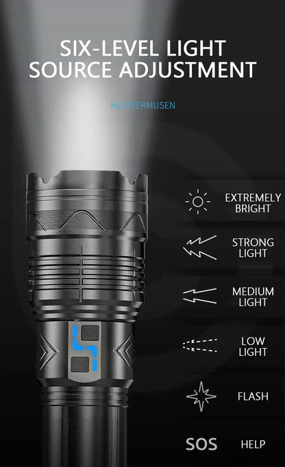 20000LM Super Bright Tactical Flashlight 100W GT60 Long Range Powerful LED Torch USB Rechargeable Using 4 181350A Batteries