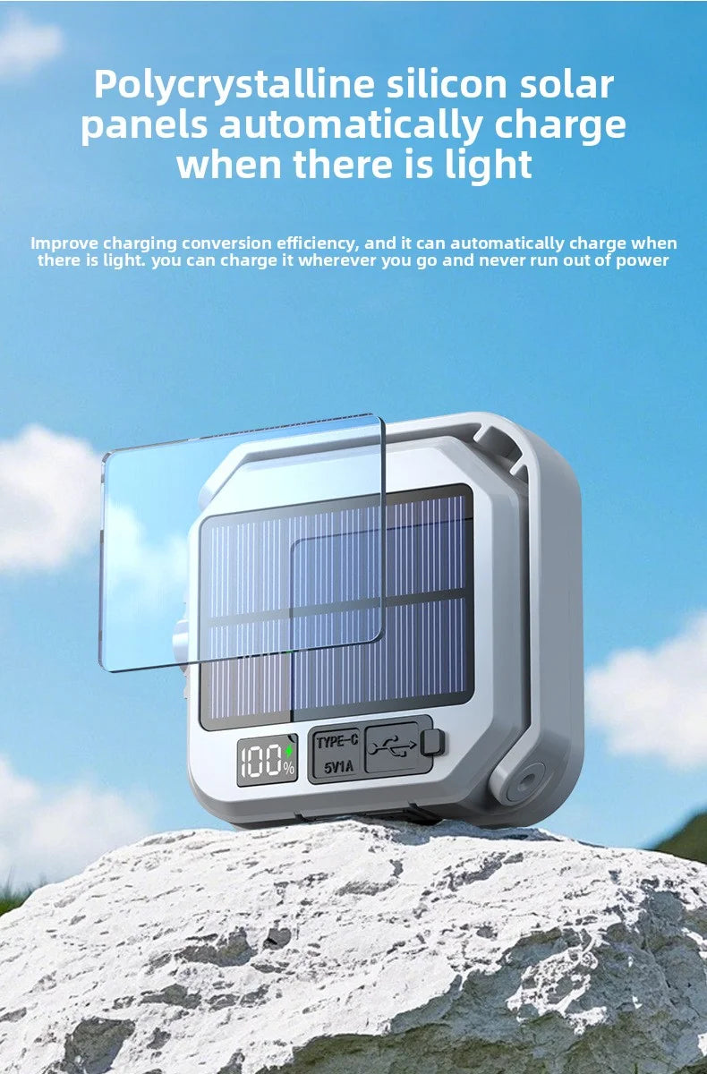 Emergency Lighting Solar Camping Light Portable Outdoor Tent Work SMD Rechargeable LED Hanging Lamp with Digital Power Display