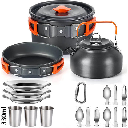 Camping Cooking Set Camping Cookware Travel Tableware Outdoor Picnic Set Teapot For 2-3 People Non-Stick Pots Assorted Sets