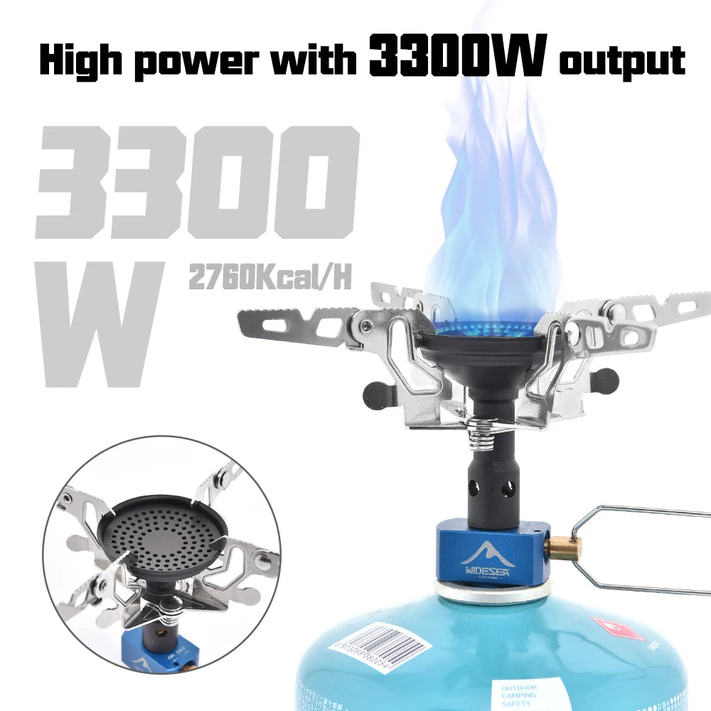Widesea Portable Camping Gas Stove 3300W Ultralight 92g Aluminum Alloy Backpacking Stove with Carry Bag for Outdoor Cooking Hiki