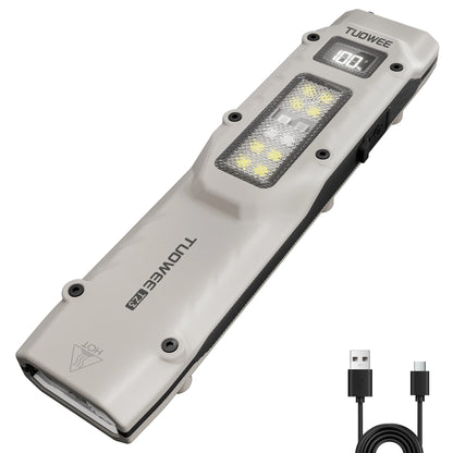 Rechargeable 1500 Lumen Flat Flashlights EDC Tactical Flashlight,Dual-Switches LED Small Flashlight with Digital Display,Stainle