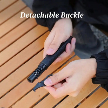 Matte Black Tactical Outdoor Survival Fire Starter, Adjustable Flame Refillable Butane Gadget, Pocket Backpack Friendly Camping Accessory Set Perfect Gift For Outdoor Enthusiasts,Windproof Lighter Gift Lighter