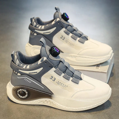 Men’s Outdoor Sneakers with Rotating Buckle – Non-Slip, Durable & Comfy Lace-Up Sports Shoes
