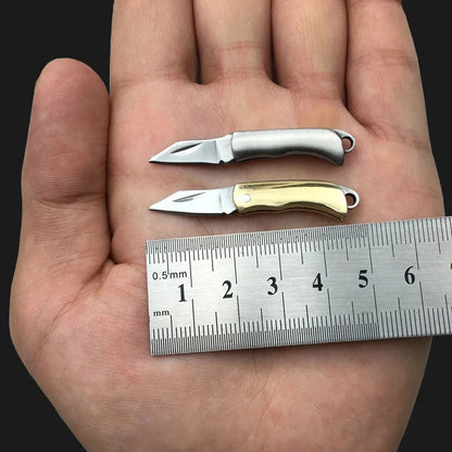 5cm Acrylic Mini Folding Knife Pendant Brass Wood Keychains Sharp Small Blade Portable Hanging Outdoor Camping Unboxing Knife