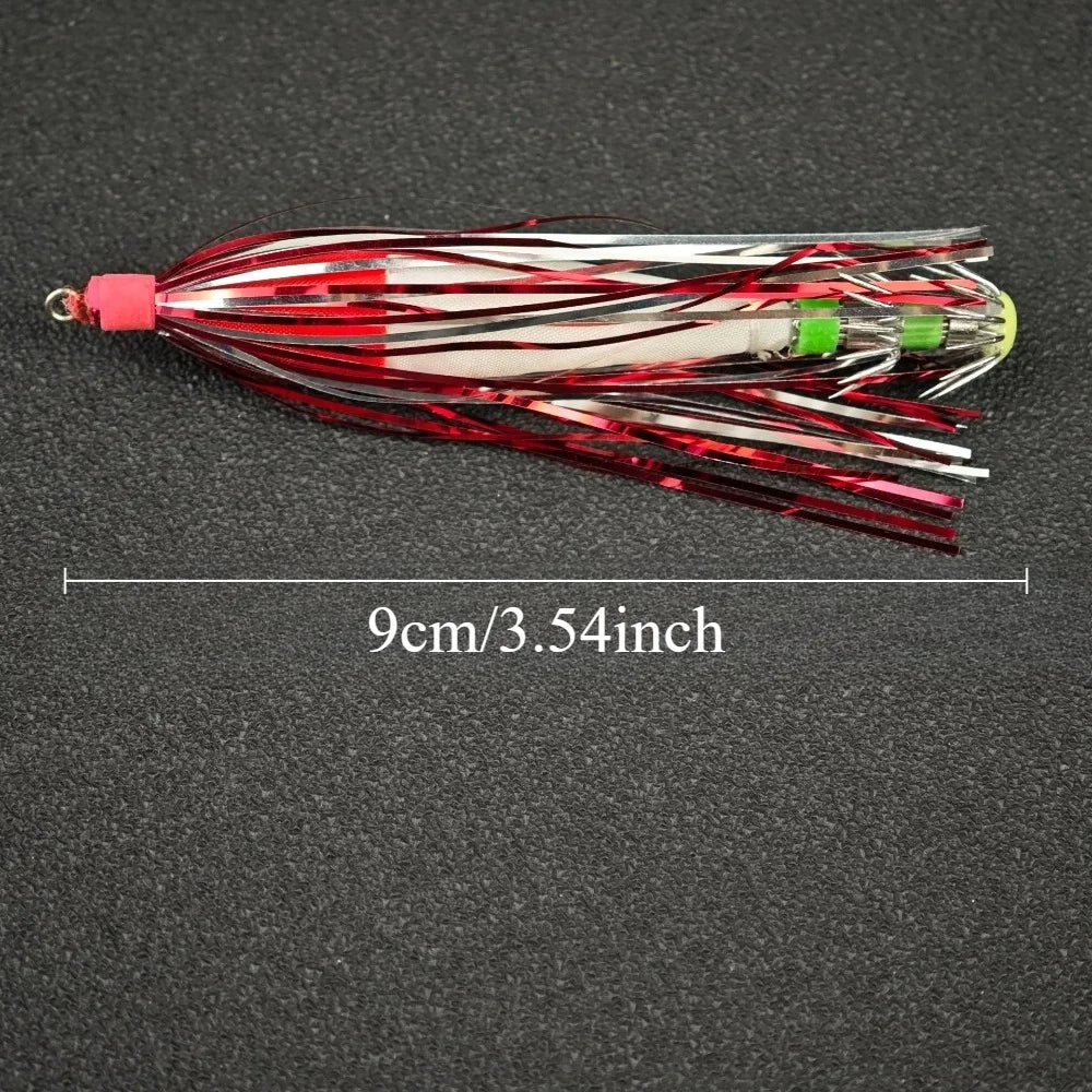 Ackibbik 5pcs Glow Squid Jig Hook Squid Umbrella Hook Shrimp Fishing Lures Saltwater Cuttlefish Octopus Lures