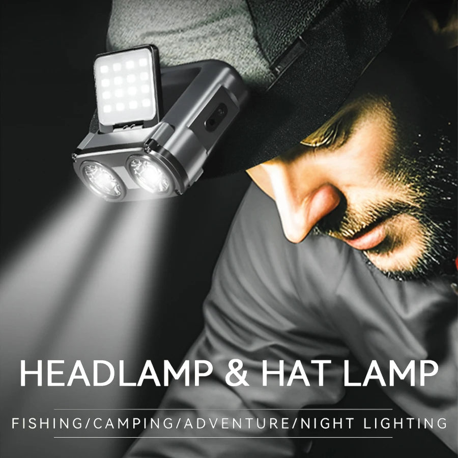 Owl Headlamp Type-c Rechargeable Headlight Portable Rotating Hunting Lights Led Flashlight Fishing Front Bicycle Light