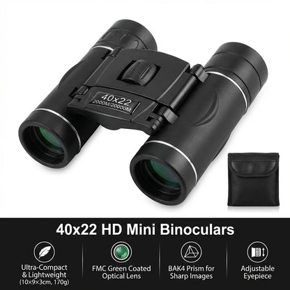 40x22 HD Binoculars with BAK4 FMC: 2000M Long Range Folding Mini Telescope, Ideal for Hunting, Sports, Camping & Travel