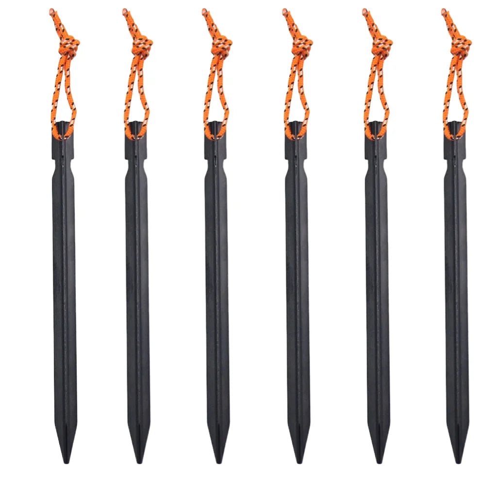 6Pcs Canopy Tent Pegs Aluminum Alloy Outdoor Garden Stakes Ground Nail With Cord For Camping Backpacking Hiking Tent Accessories