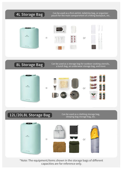 Naturehike Rolled Storage Bag Outdoor Travel Hiking Lightweight Waterproof Vacuum Compression Dispenser Bags Portable Organizer