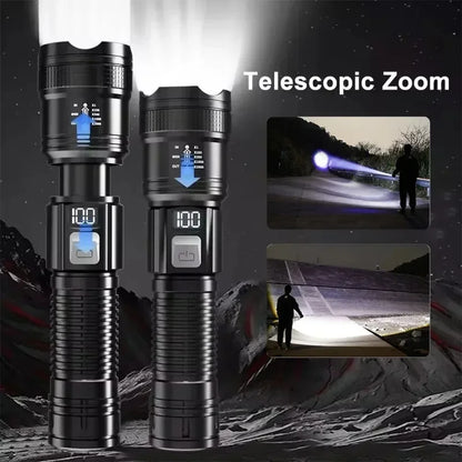 6000000LM LED Flashlight Rechargeable High Power Military Tactical Flashlight Telescopic Zoom Torch Lamp Outdoor Camping Lantern