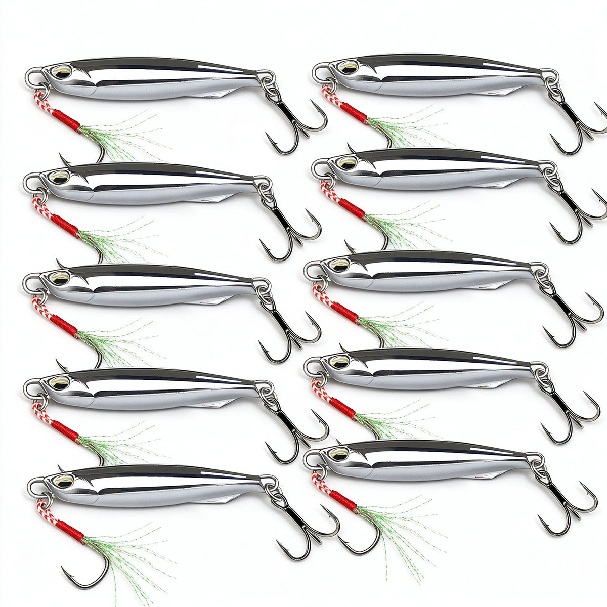 10Pcs Metal Casting Jig Spoon Lure Set 30g 40g With Hook Sea Bass Casting Jigging Artificial Bait, Mackerel