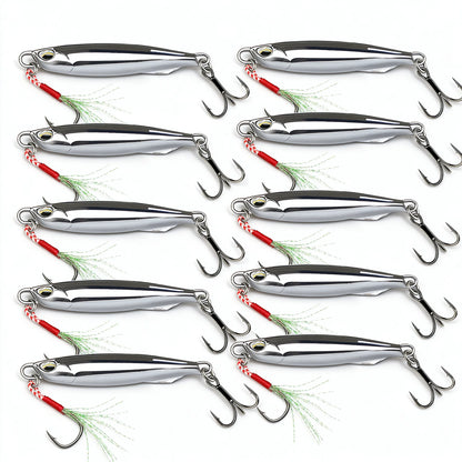 10Pcs Metal Casting Jig Spoon Lure Set 30g 40g With Hook Sea Bass Casting Jigging Artificial Bait, Mackerel