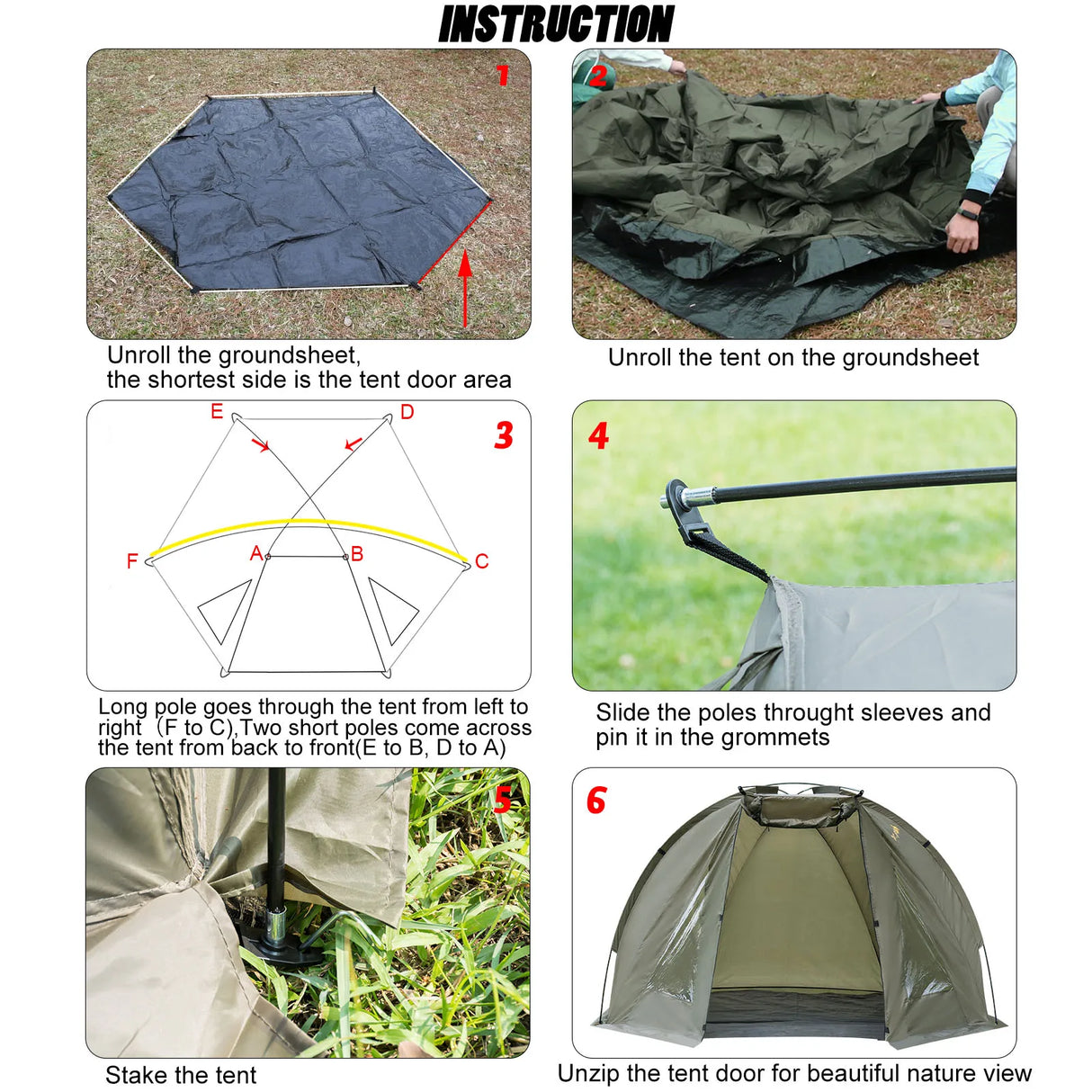 1-2 Person Shelter Tent Camping Tent Ultralight Waterproof for Hunting Adventure Travel Carp Fishing Bivvy