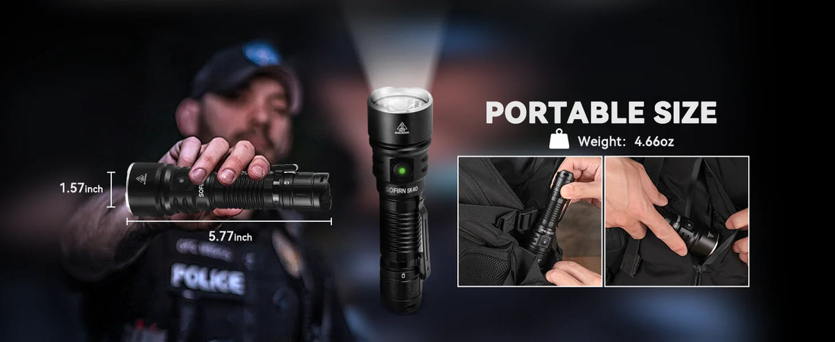 Sofirn SK40 21700 Rechargeable Flashlight  SFT70 LED 3200lm Powerful Tactical Torch 580M Long-Range With Spotlight
