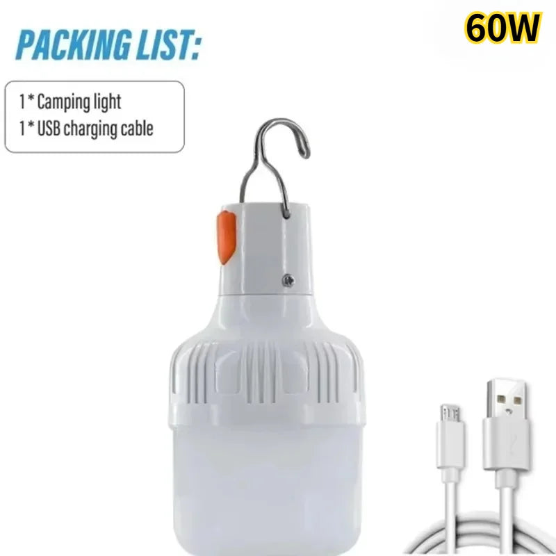Rechargeable Portable Camping Brightness Light Dimmable LED Bulb Waterproof Outdoor Tent Light Emergency Night Light with Hook