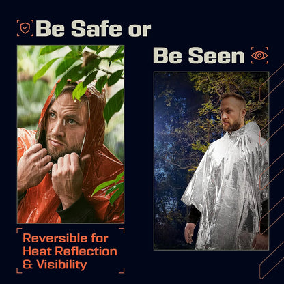 Emergency Waterproof Raincoat Aluminum Film Disposable Poncho Warm Thermal Rainwear Blankets Survival Tools Camping Equipment