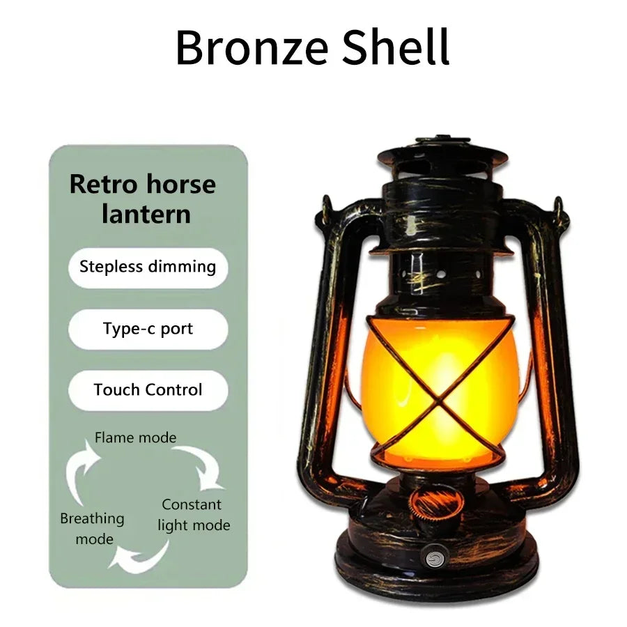 Vintage Rechargeable Camping Lantern – 3 Lighting Modes