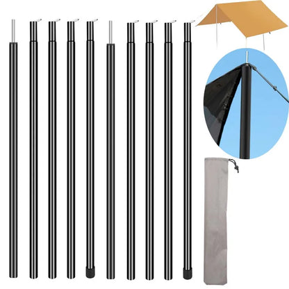 10PCS Telescopic Tent Poles Set Universal Adjustable Camping Awning Poles Sun Sail Shelter Rods Tarp Tent Accessories