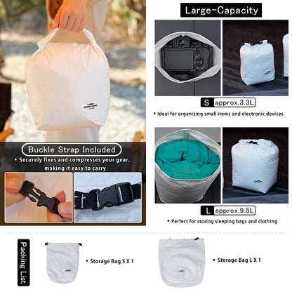 Soomloom Tyvek Storage Bag Set, Ultralight Tear-Resistant Organizer Bags for Hiking Camping Gear, Clothing Dust Sack