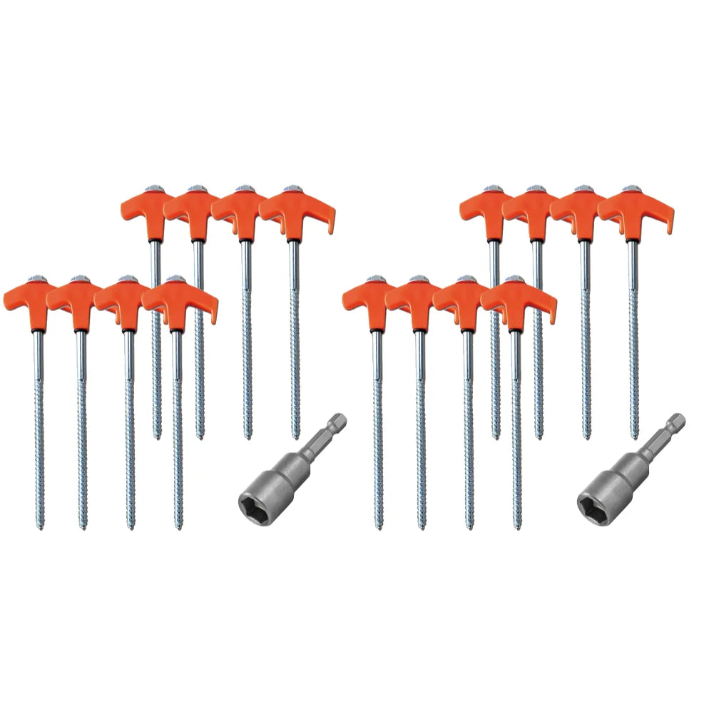 8/24Pcs Camping Pegs Drill In with Hex Socket Stakes Ground Anchors Camping Stakes Tent Ground Nail Screw in Camping Tent Pegs