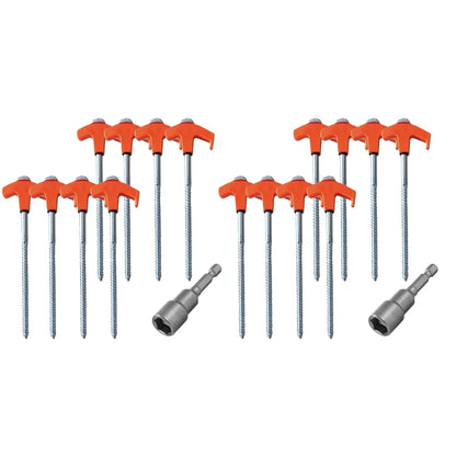 8/24Pcs Camping Pegs Drill In with Hex Socket Stakes Ground Anchors Camping Stakes Tent Ground Nail Screw in Camping Tent Pegs