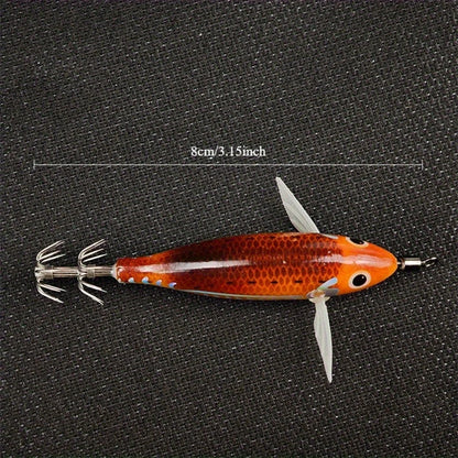 Ackibbik 10pcs/set 8cm/ 5.7g Shrimp Fishing Lures Luminous Squid Jig Hook Sea Fishing Accessories Artificial Bait Octopus Lure