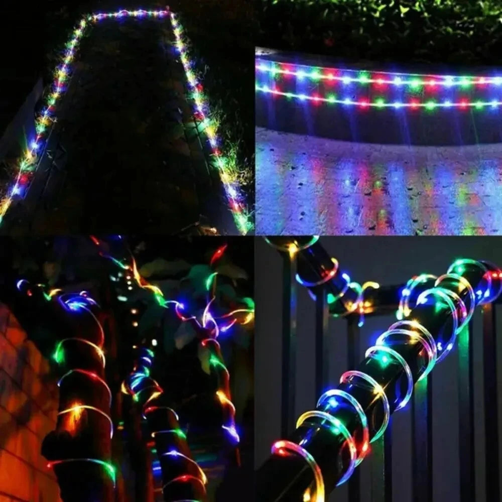 Outdoor Solar Tube Rope Led Light Garden Christmas Decoration Fairy String Light 32m/22M/12M/7M Outdoor Wedding Party Led Lamp