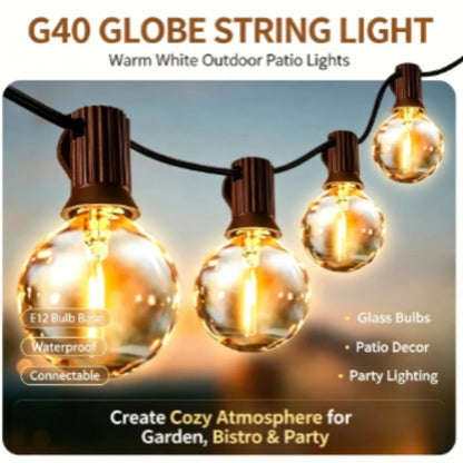 LED String Lights Bulbs 21Meter G40 Globe Lights Outdoor Garden Patio Waterproof Decoration Solar Power Garland Wedding Lighting