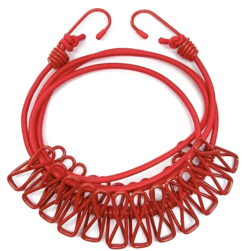 4M Outdoor Camping Non-slip Stretch Clothesline With 12 Clips Travel Stretchy Clothesline Sock Line Hanging Laundry Drying Rope