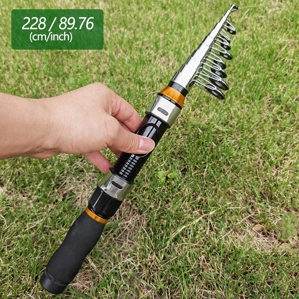 JOSBY Telescopic Fishing Rod Spinning Fly Carp Feeder Fiber Pesca 2.3M 2.1M 1.5M Mini Travel Rod Reel Seat Portable Ultra Short