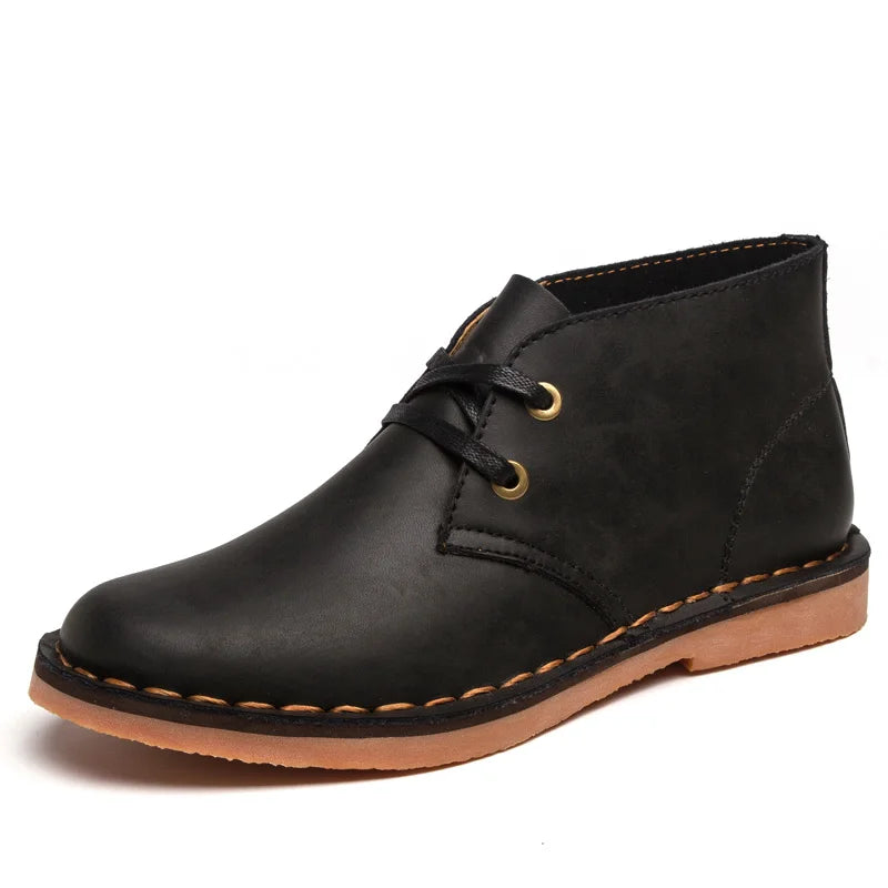 Men’s Classic Leather Work Boots – Safety Ankle Boots for Winter & Casual Wear