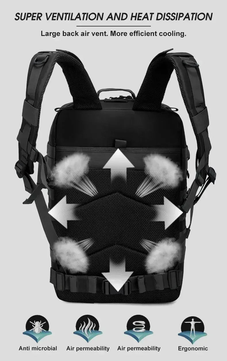 2Q-50L Tactical Backpack Men's Travel Large Capacity Rucksacks Men Waterproof Outdoor 1Sports Multi-functional Bags