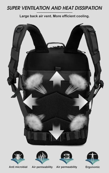 2Q-50L Tactical Backpack Men's Travel Large Capacity Rucksacks Men Waterproof Outdoor 1Sports Multi-functional Bags