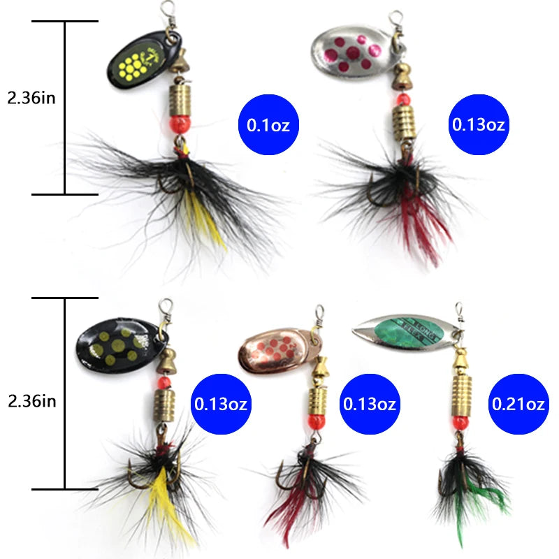 Metal Spoon Spinner Lure Set (10 Pack) with Box