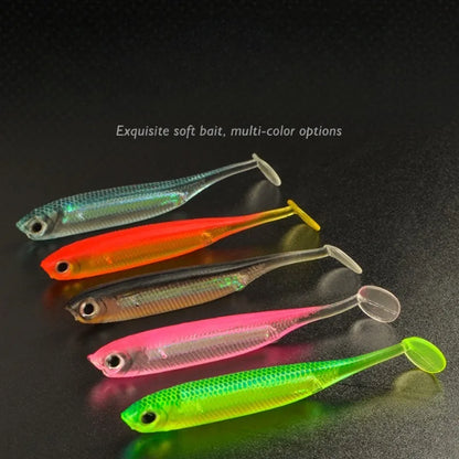 5Pcs opp 7cm 2.2g Jighead Worms T Tail fish Fishing Lures Rainbow Color  Fishing Bait Long-Range Freshwater and Saltwater Lure