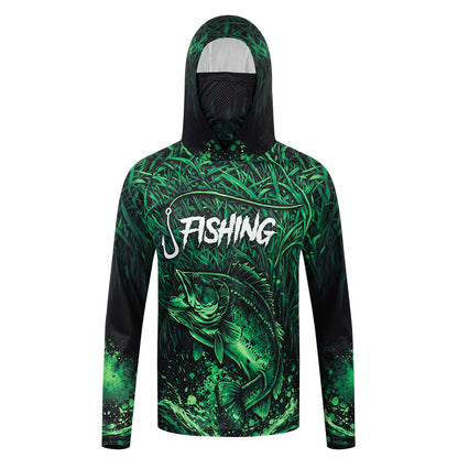 UPF 50+ Hooded Face Cover Fishing Shirt
