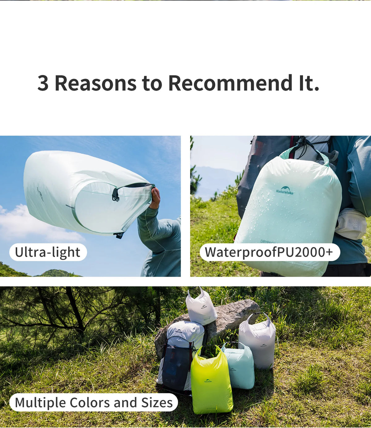 Naturehike Rolled Storage Bag Outdoor Travel Hiking Lightweight Waterproof Vacuum Compression Dispenser Bags Portable Organizer