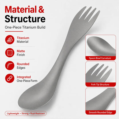 PINMOAP 1/2PCS Outdoor Titanium Spork 2 In 1 Spoon Fork Camping Utensils Lightweight Portable Tableware For Hiking Picnic Travel