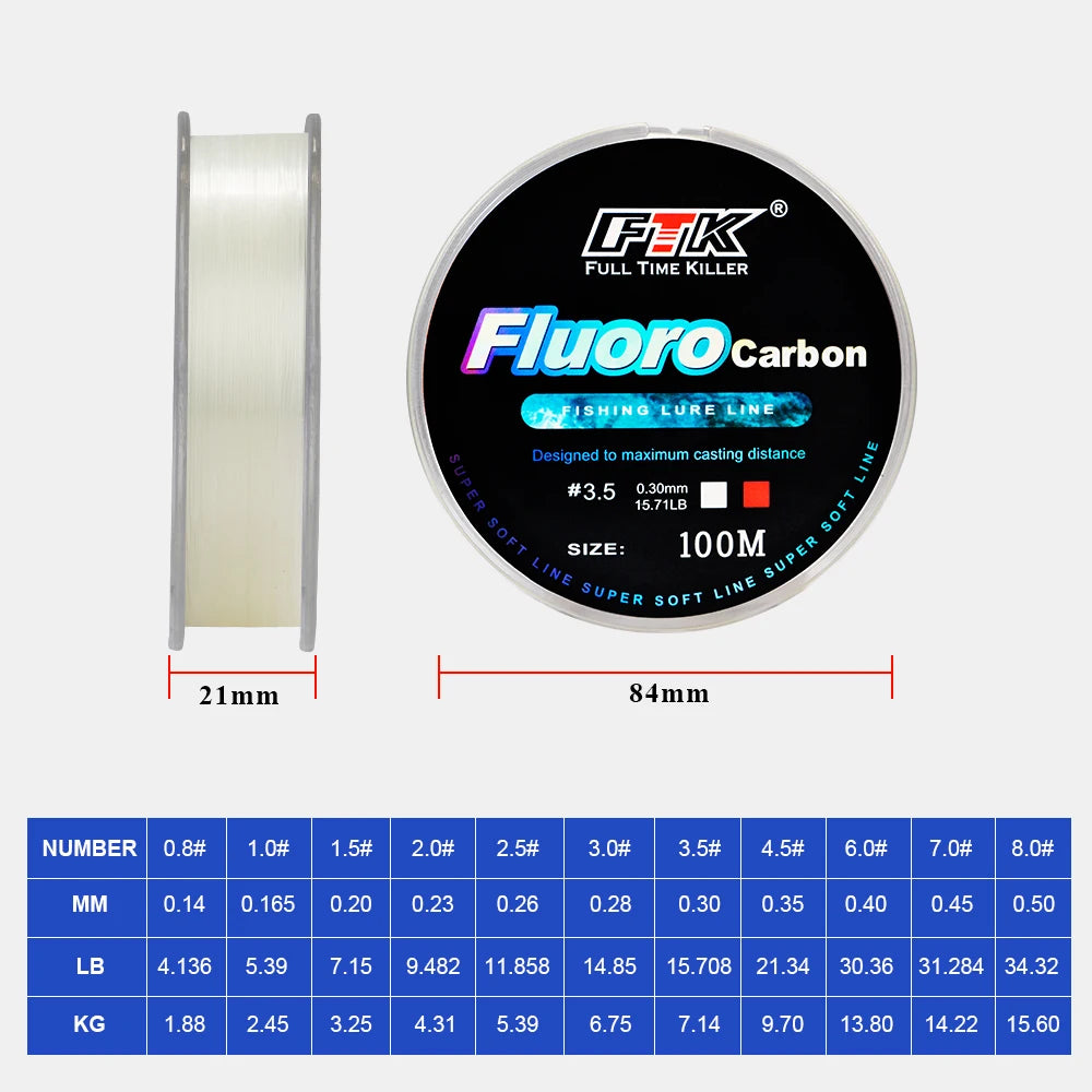 FTK Fluorocarbon Coated Line 100m (4-34 lb)